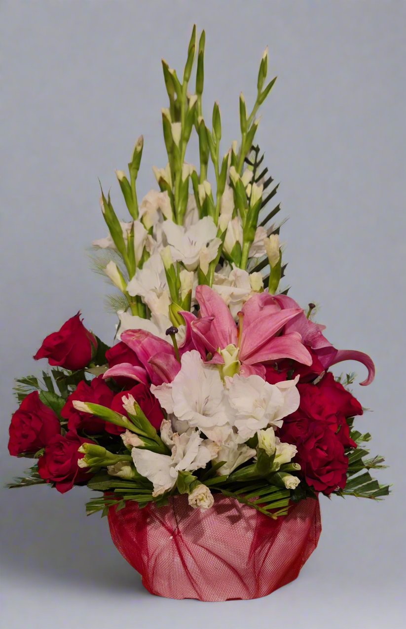 Celebrate with Gladiolus, Roses & Lilies