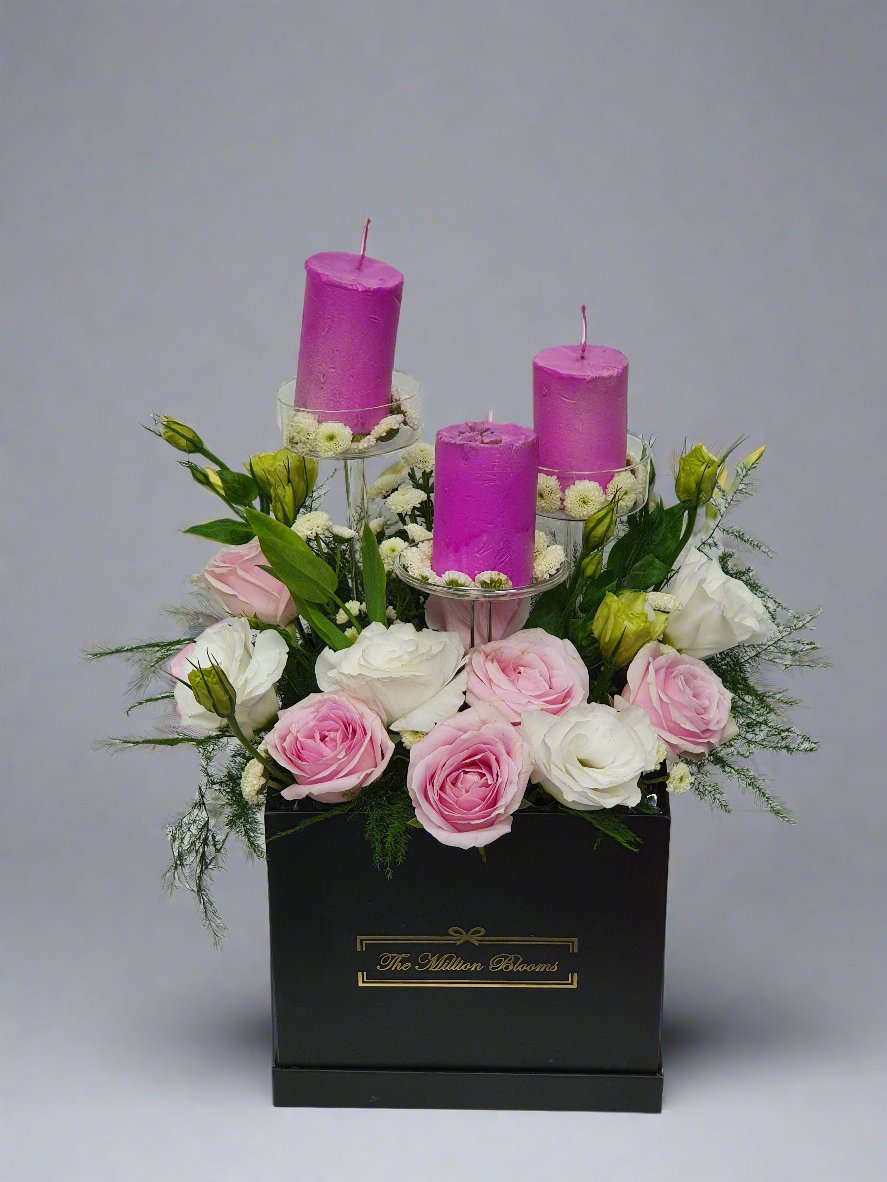 Floral Elegance with Pink Candles