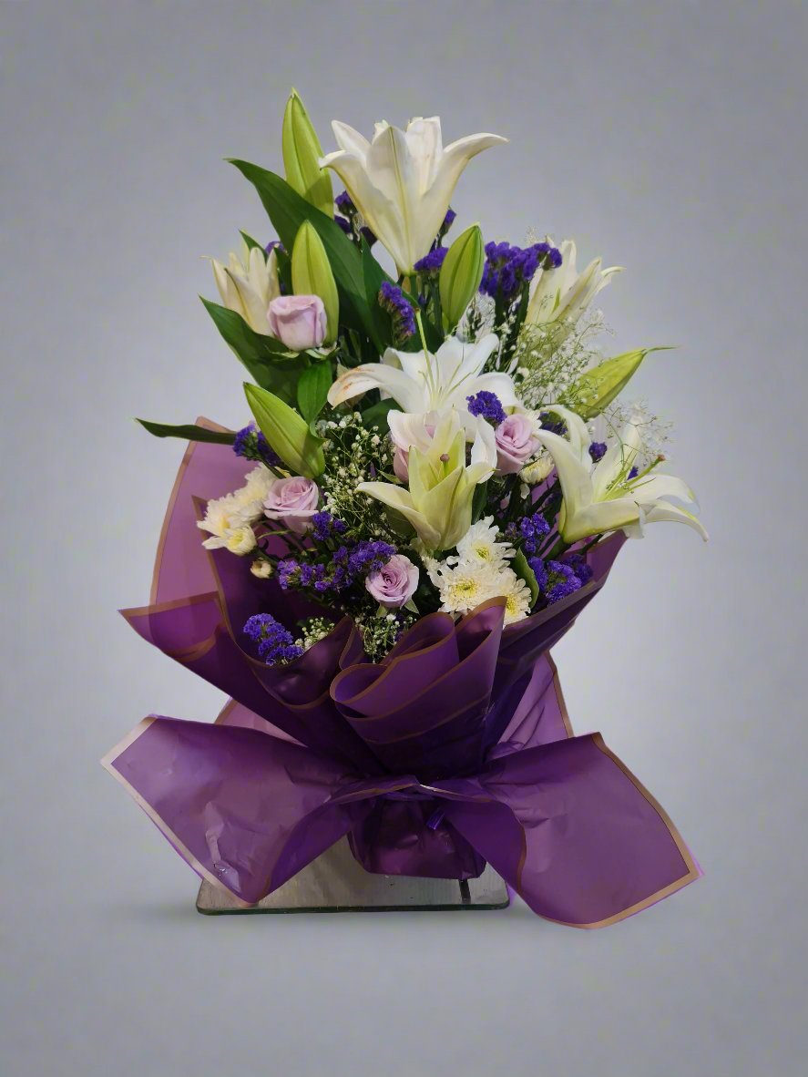 Lush Flowers with Purple Daisies