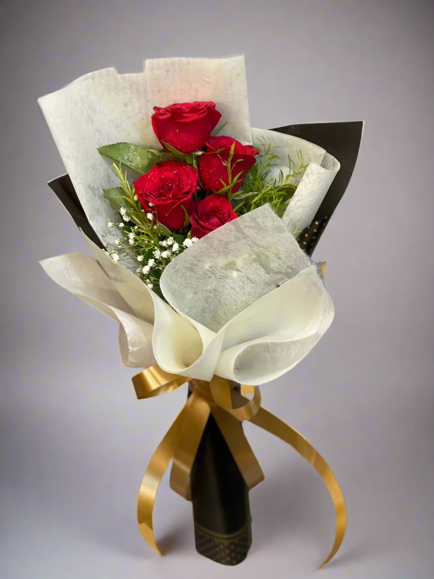 Red Rose Bouquet with Lush Green Accents