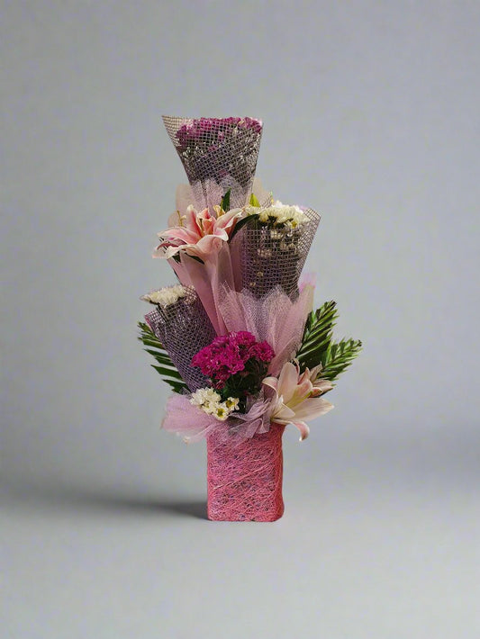 A Floral Delight with Roses and Lilies