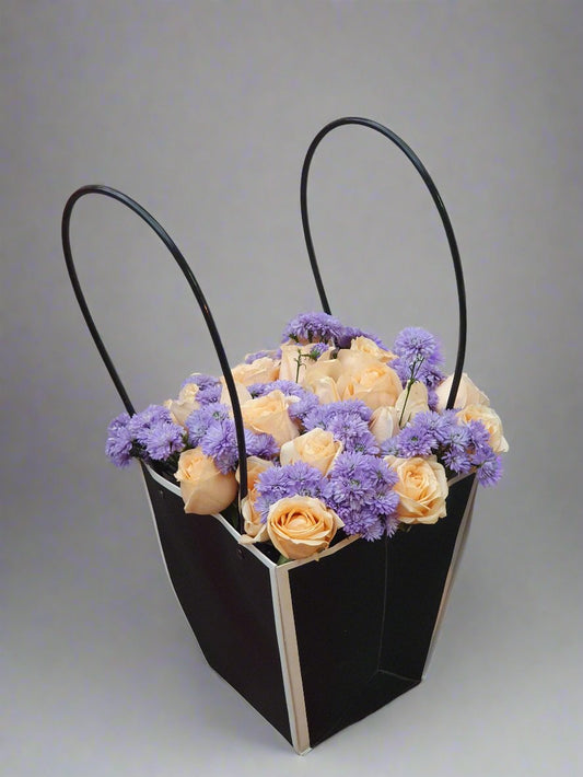A Touch of Grace: Peach and Purple Blooms