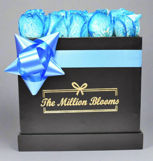 Blue Roses with Black Box