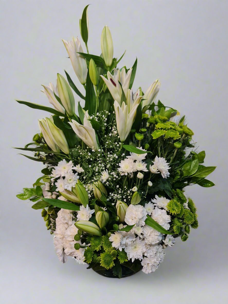 Graceful Arrangements with  Green Daisies and Lilies