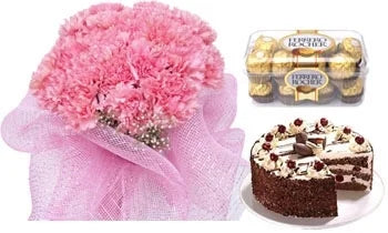 Pink Carnations Combo with Cake & Chocolates