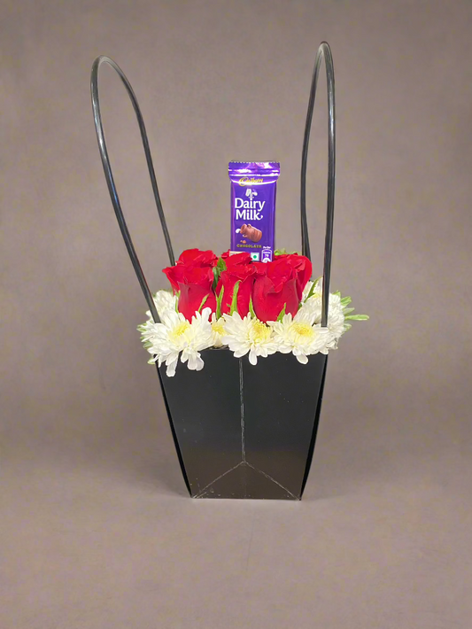 Red in Black Bag with Dairy Milk Chocolate