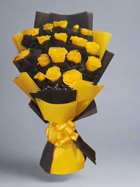 Yellow Roses with Black Accents