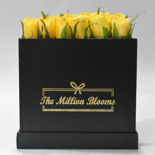 Yellow Roses with Black Box