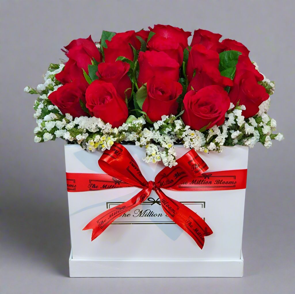 20 Red Roses with Elegant White Box