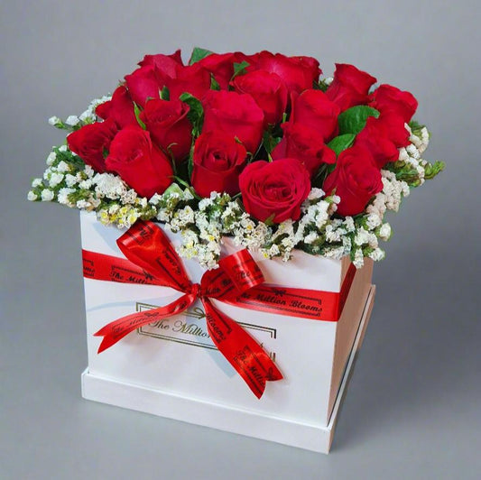 20 Red Roses with Elegant White Box